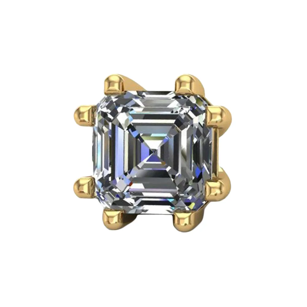 Asscher Threaded End in Gold
