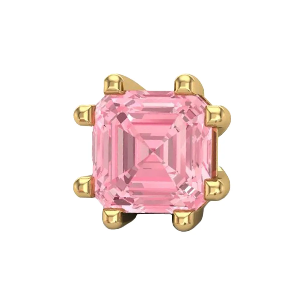 Asscher Threaded End in Gold